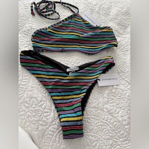 WeWoreWhat Colorful Striped Bikini